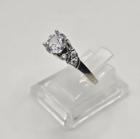 Vintage Sterling Silver PJM 2cwt Stone CZ Ring 925